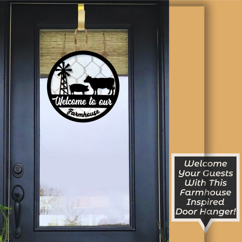 Farmhouse Welcome Door Hanger SVG File-For Laser Engraving